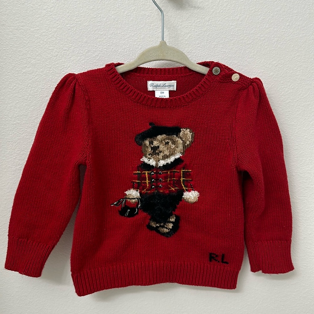 Polo Ralph Lauren Baby Girl Bear Sweater, 18M